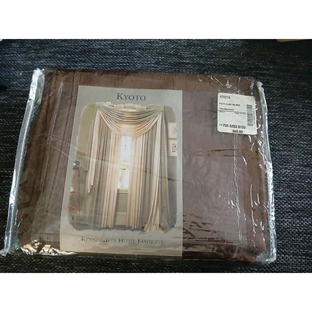 New Kyoto Scarf Valance Silk-Like Polyester Chocolate Brown 42x216